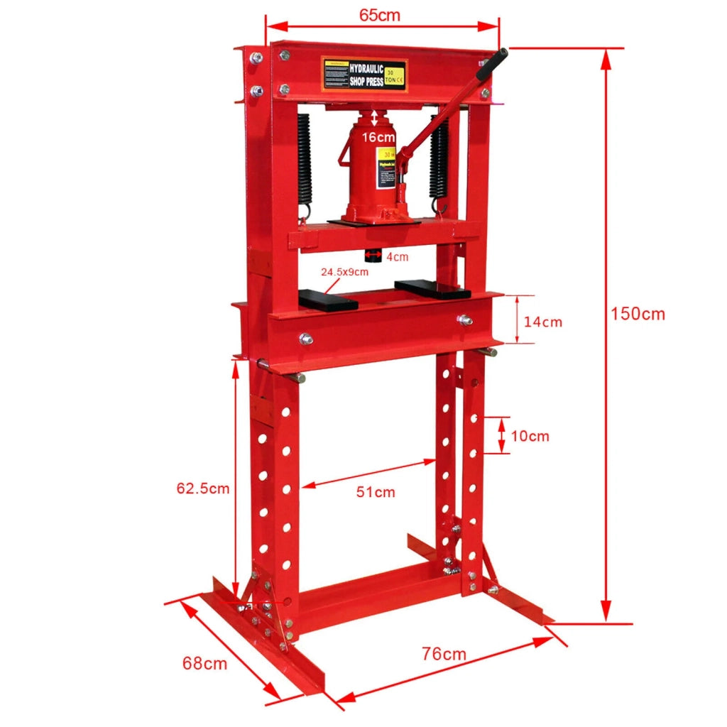 Pressa idraulica pressa da officina pressa a telaio 30 tonnellate pressatura piegatura deformazione rossa 16_0000574