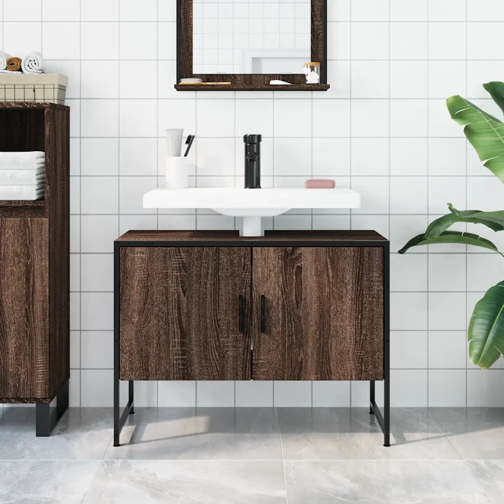 Mobile Lavabo | Armadio Lavabo Bagno Rovere Marrone 60x30x60cm Legno Multistrato