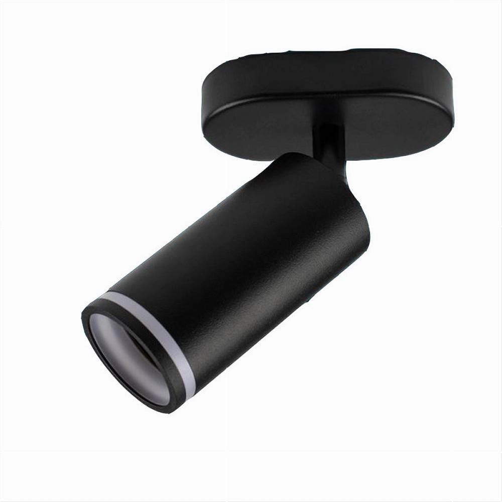 Trade Shop - Applique Plafoniera Orientabile Da Soffitto Parete 1 Diffusore Lampada Gu10 Ts-1 - Nero