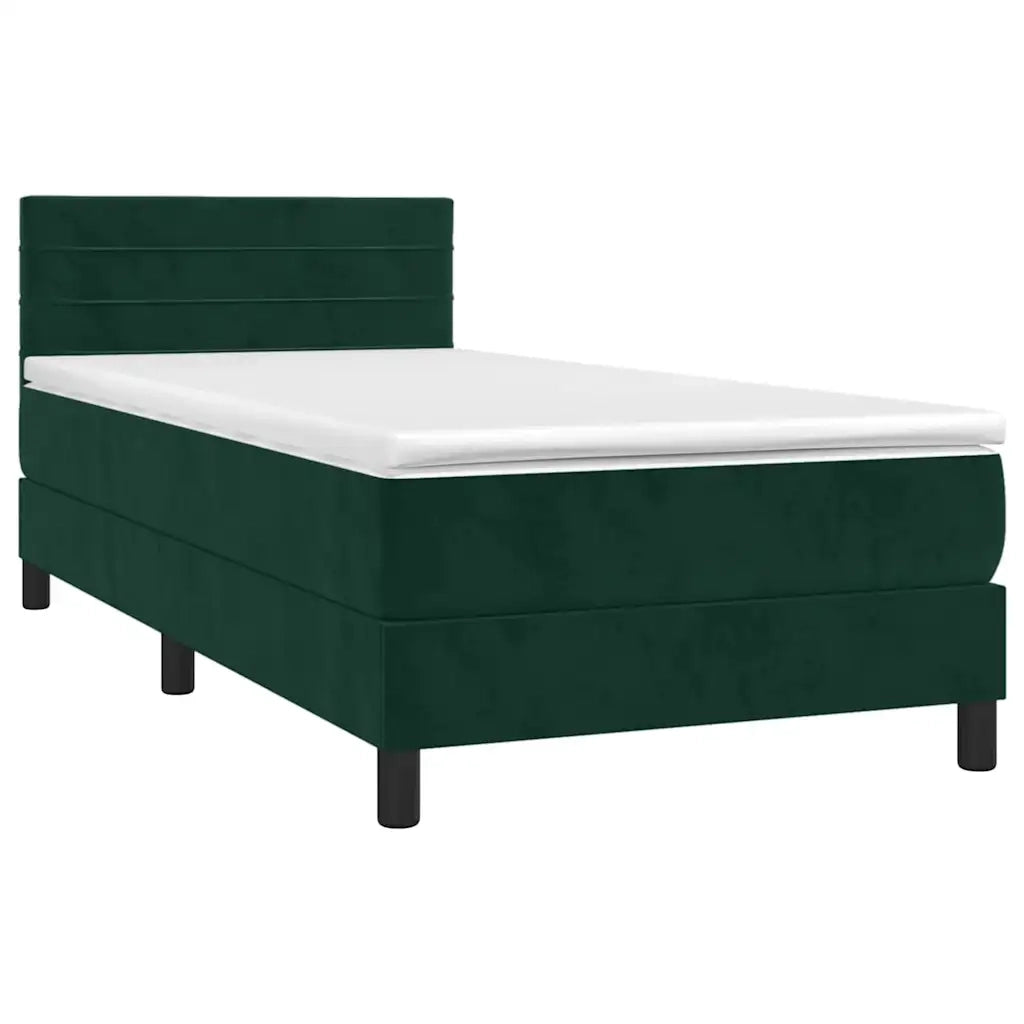 Giroletto a Molle con Materasso-Struttura Letto Verde Scuro 90x190 cm Velluto 830230