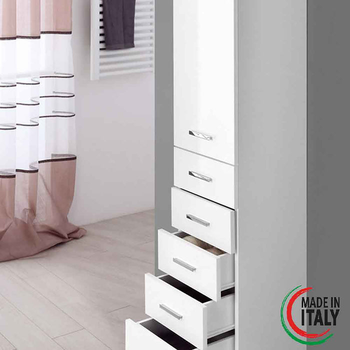 COLONNA 1 ANTA 5 CASSETTI 35X34XH154CM BIANCO LUC.