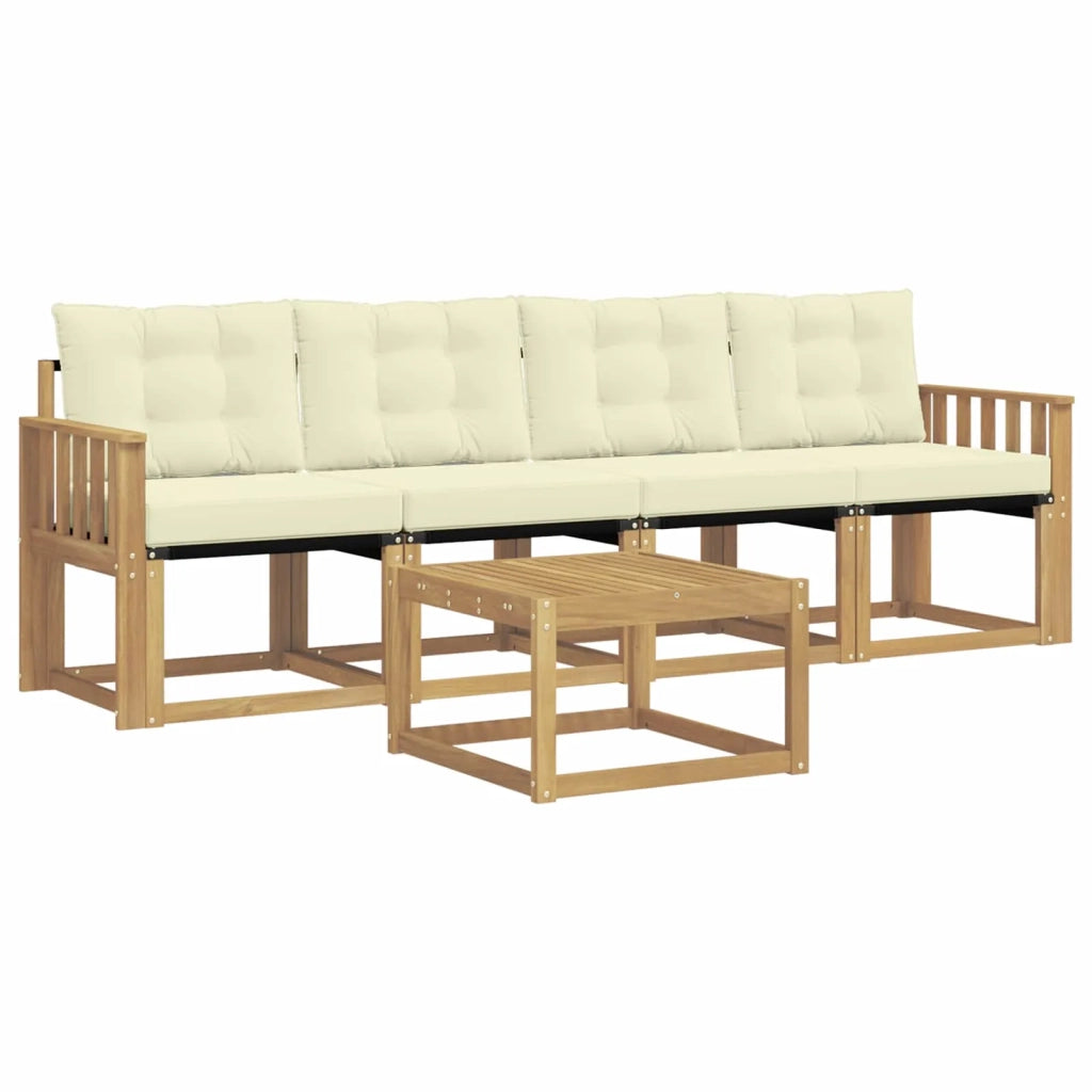Set di divani da esterno con cuscino 5 pcs Bianco e Crema 3389184