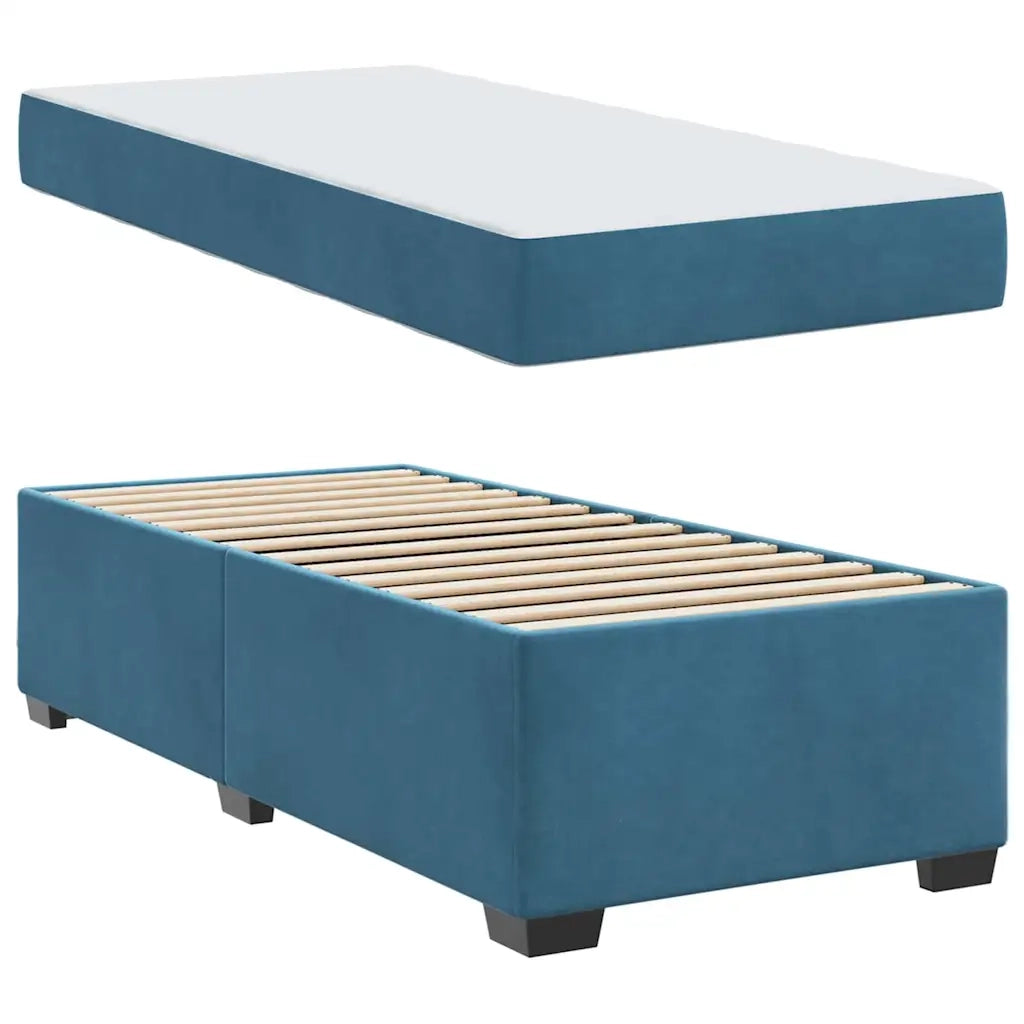 Struttura del letto con materasso Blu Scuro 90 x 200 cm Tessuto