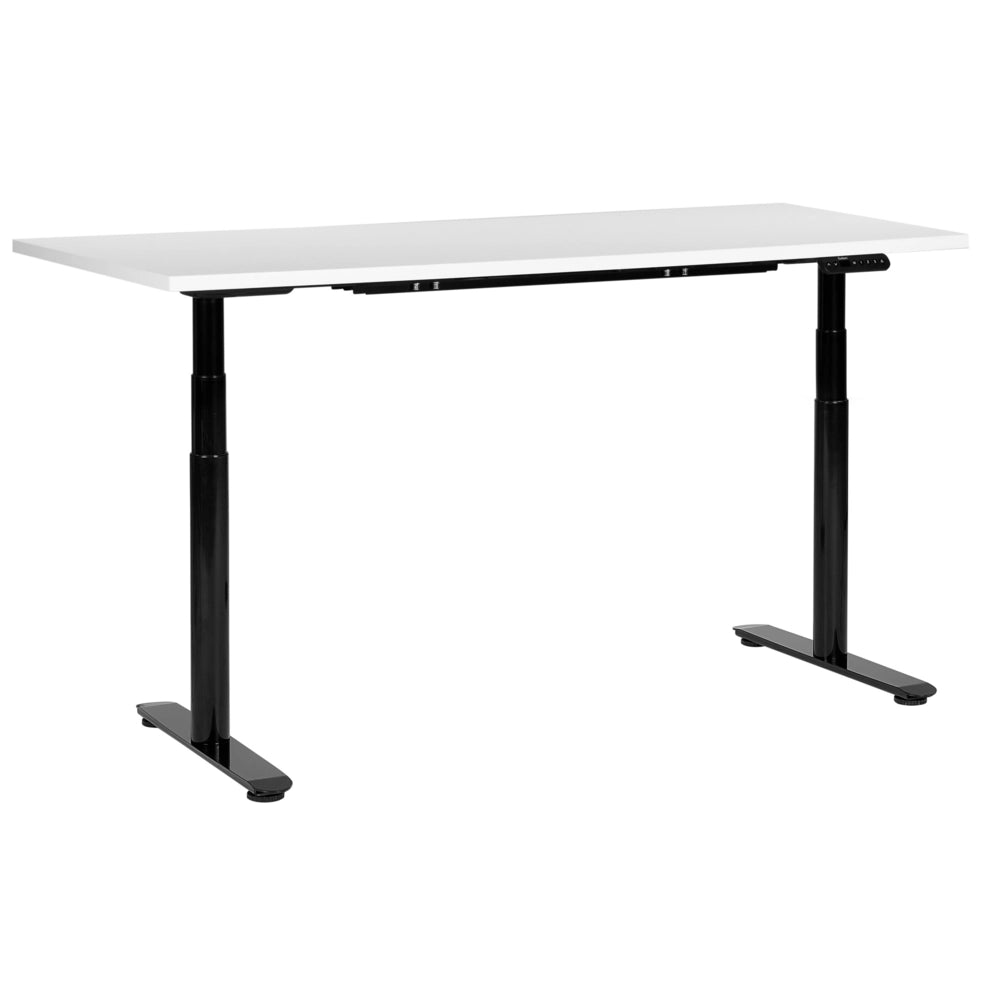 Scrivania regolabile in altezza elettricamente bianco e nero 160 x 72 cm Struttura in acciaio verniciato a polvere