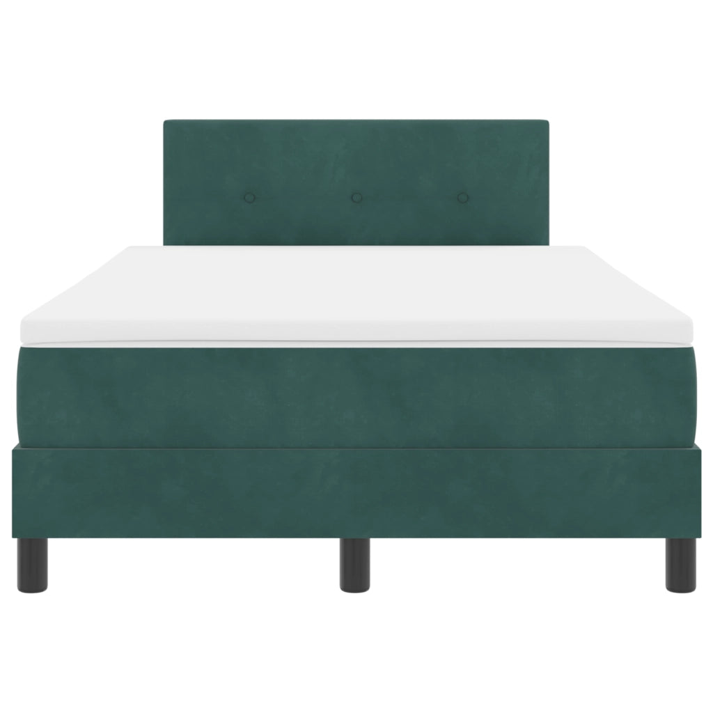 Letto con Box Spring e Materasso & LED Verde Scuro 120x200 cm Velluto