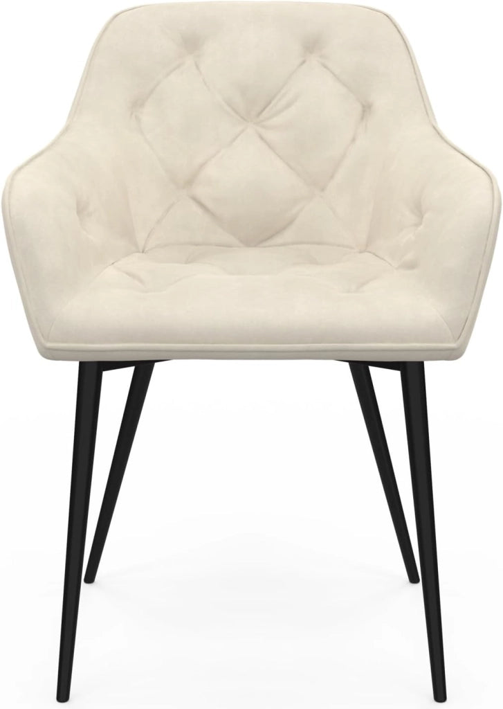 Set di 2 sedie da pranzo e poltrone da tavolo in velluto beige LYA
