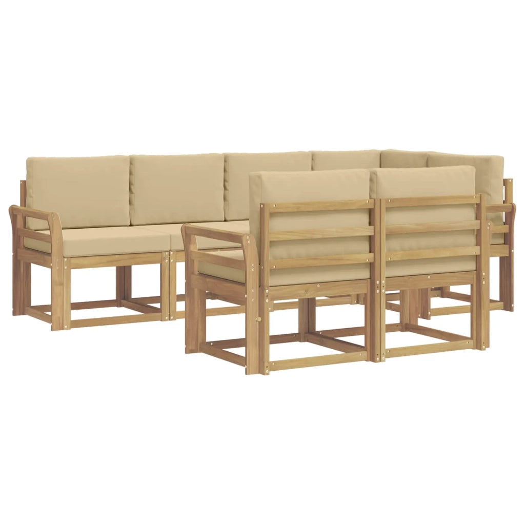 Set di divani da esterno 7 pcs Bianco e Beige Poliestere 3387772