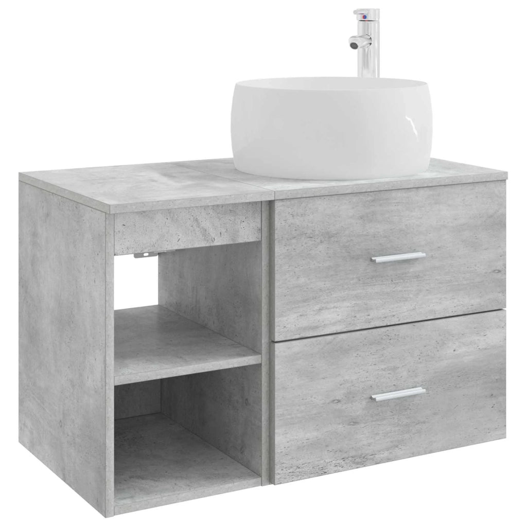 Set di mobili per il bagno 2 pz Grigio Cemento 3403923