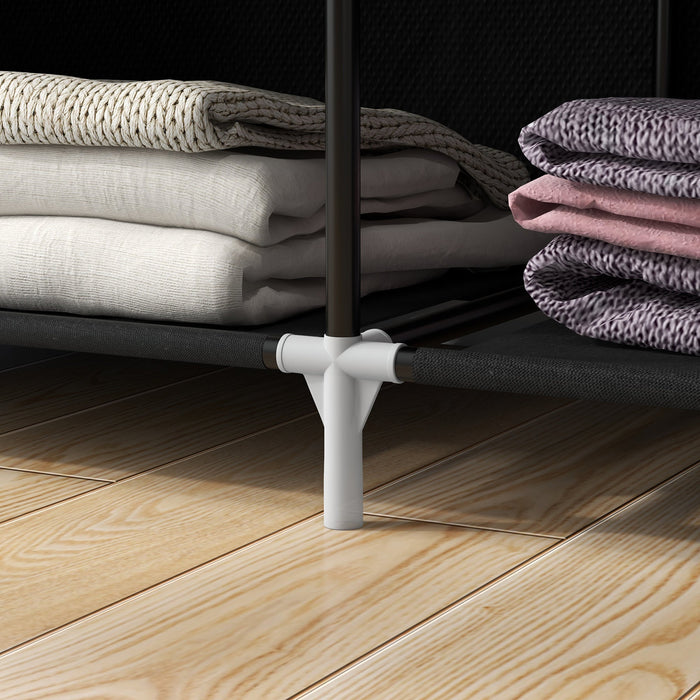 Armadio in Tessuto Portatile 103x43x162,5 cm Appendiabiti e 6 Ripiani Nero