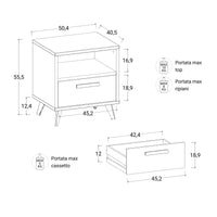 COMODINO BRAVO 51X41XH56CM CASHMERE/RIGATO.