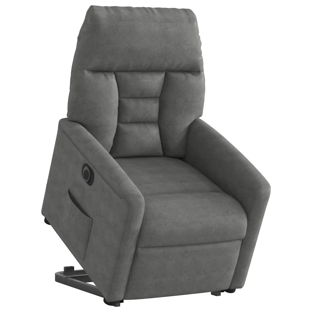 Poltrona a Rialzo Reclinante Elettrica Grigio Scuro Microfibra 3303103