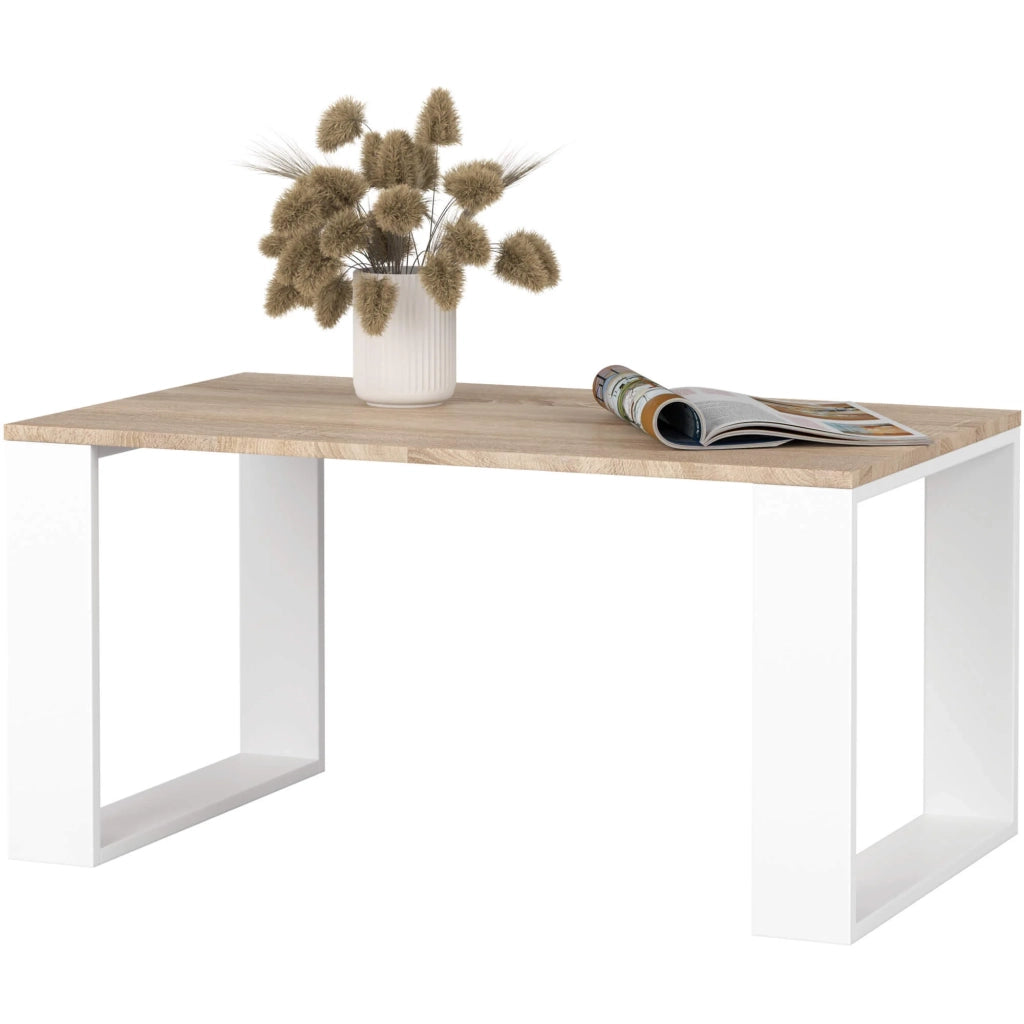 Tavolino da caffè AKORD NOX Sonoma Quercia 92 cm gambe Bianche 92x53x45 cm