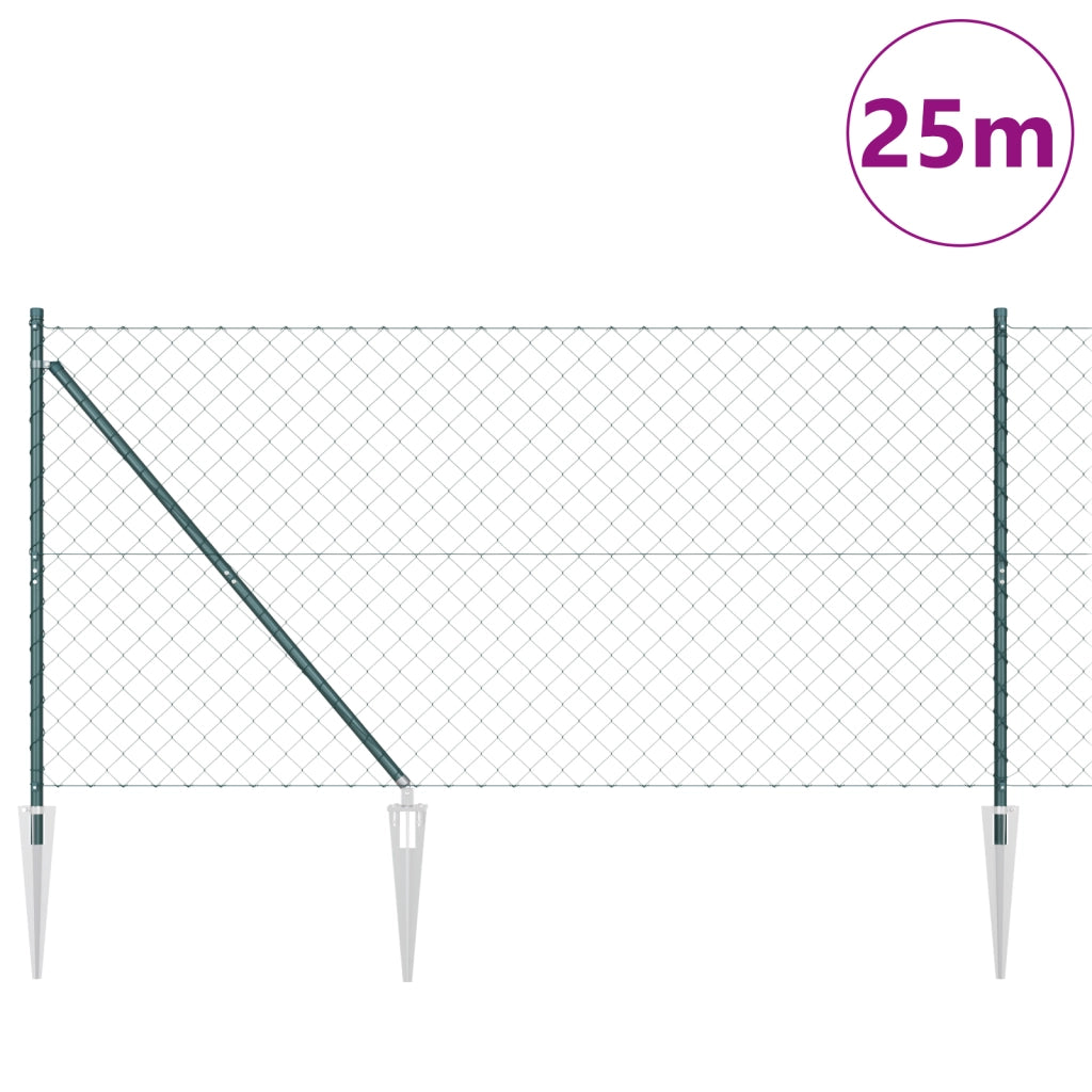 Recinzione a Maglie Set di 2 Verde PVC 1 x 25 m Durevole