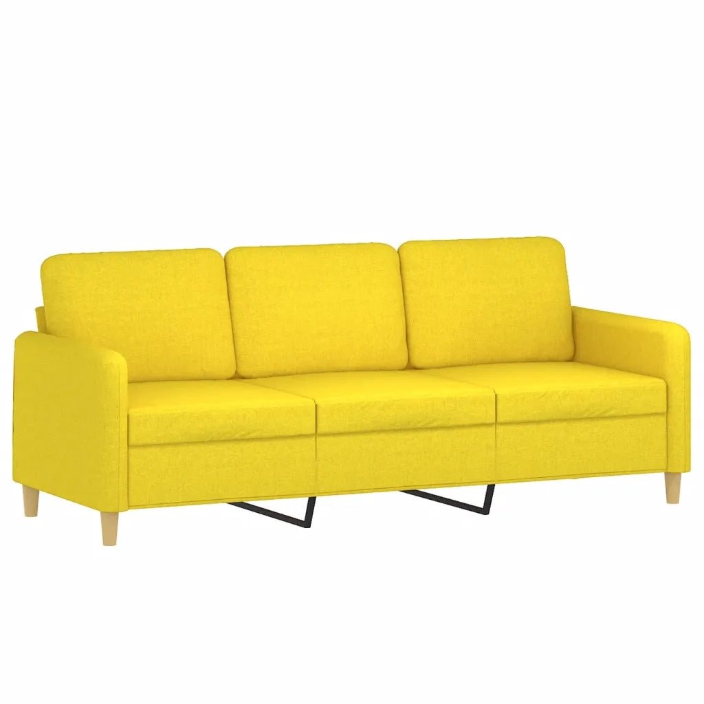 Set di Divani 3 pz con Cuscini Giallo Chiaro in Tessuto