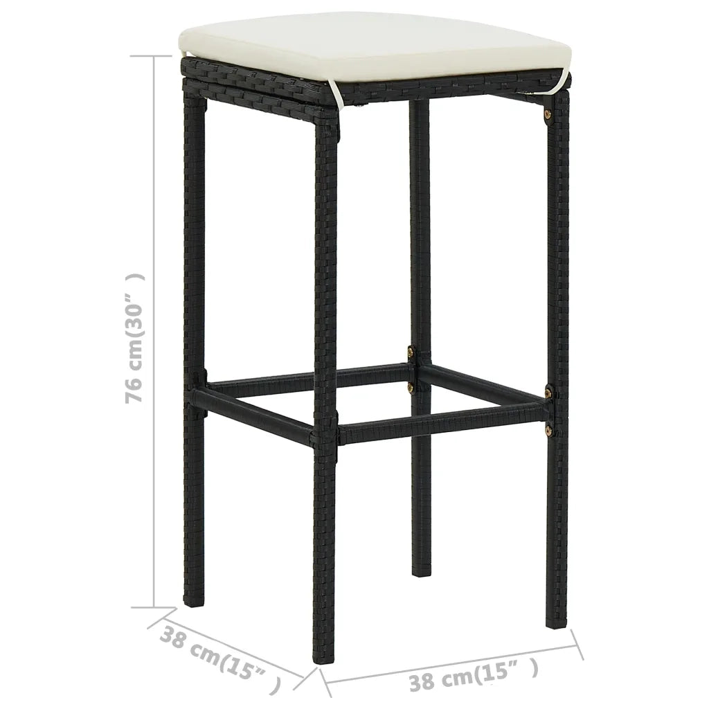 Set da Bar da Giardino 5 pz con Cuscini Nero 3064879