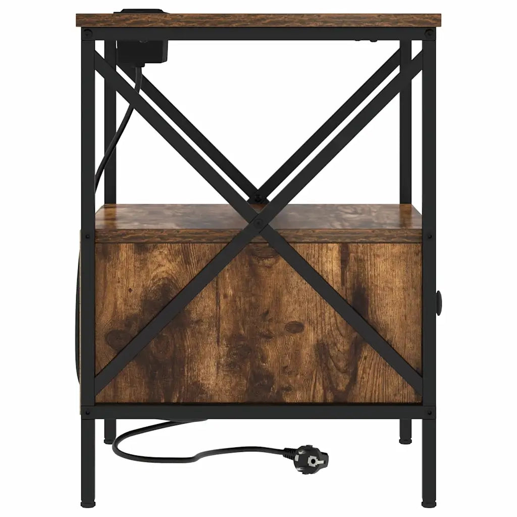 vidaXL Armadio da Notte con cassetto Rovere fumo 41.5 x 40.5 x 55 cm