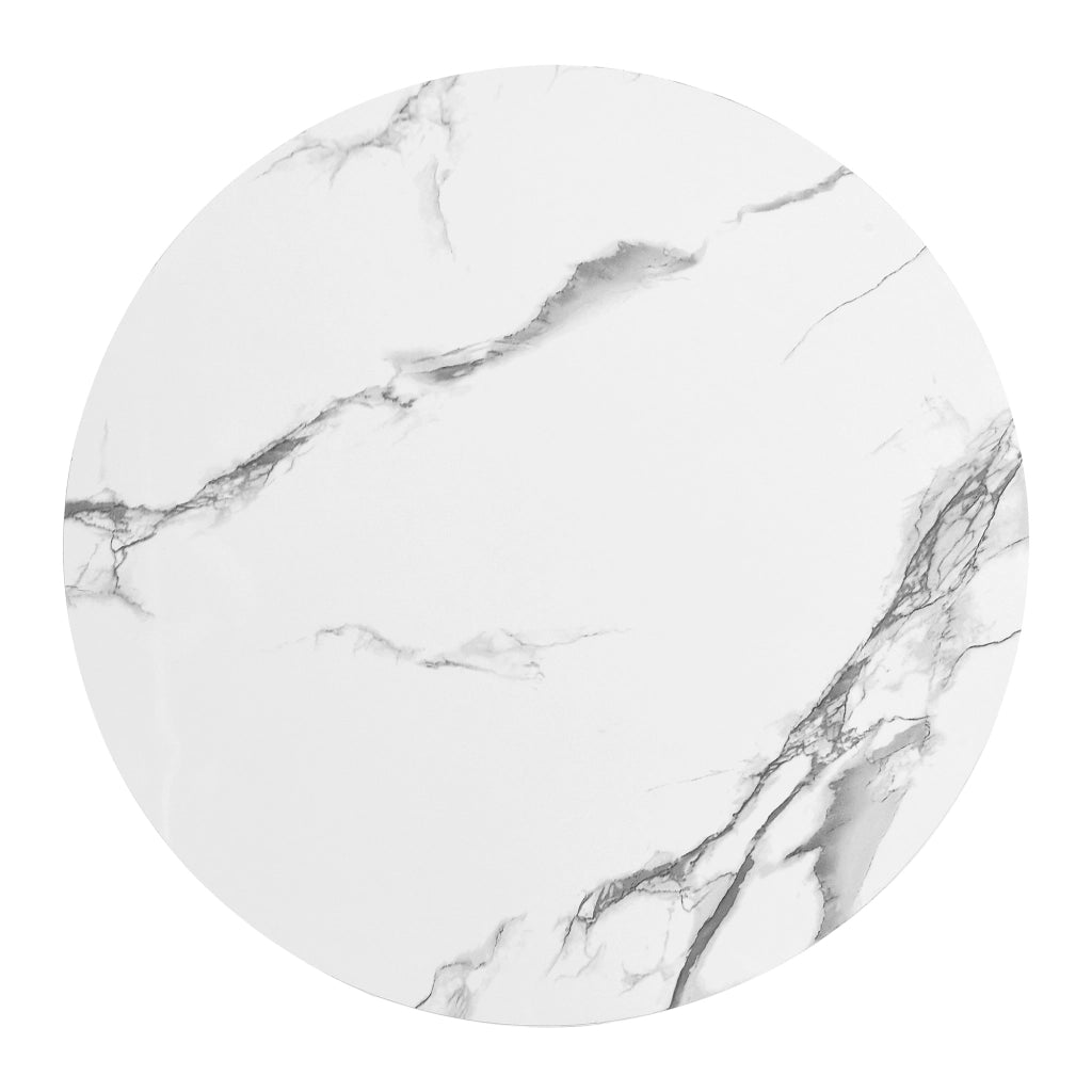 Set di tavolini da caffè 60x60x45.5 cm e 50x50x32 cm; effetto marmo lucido; 2 cassetti; MDF bianco