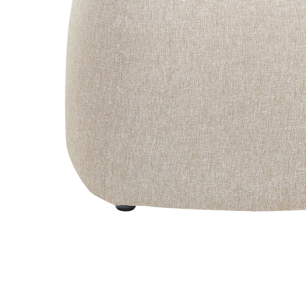 Pouf poggiapiedi stile moderno rotondo in tessuto di lino beige soggiorno camera da letto