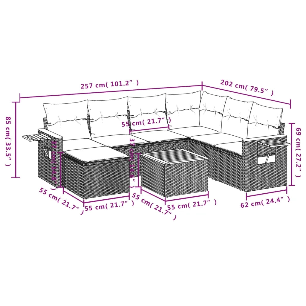 Set Divani da Giardino con Cuscini 8 pz Nero in Polyrattan 3259451