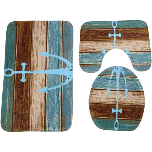 Ounona 3 pezzi tappetino da bagno set nautical anchor tappetino