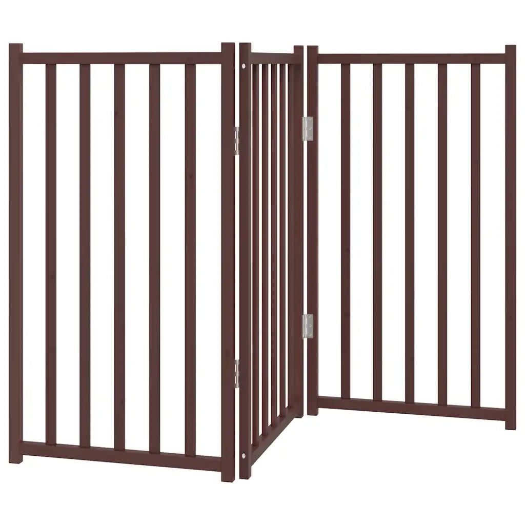 vidaXL Cancello Cani Pieghevole 3Pannelli Marrone 150cm Massello Abete