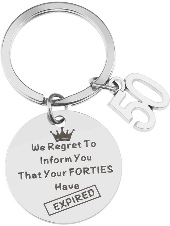 Sleutelhanger con Catena 3cm - Hanger Ronde 3cm - Sleutelring 

Sleutelhanger per 50° Compleanno - Sleutelhanger in Acciaio Inossidabile 

Sleutelhanger Cadeau con Catena - Hanger di Compleanno Sorriso