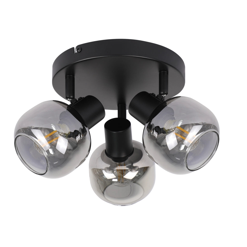 ZMH Faretto da soffitto neri 1 lampada E14 vetro fumé orientabili