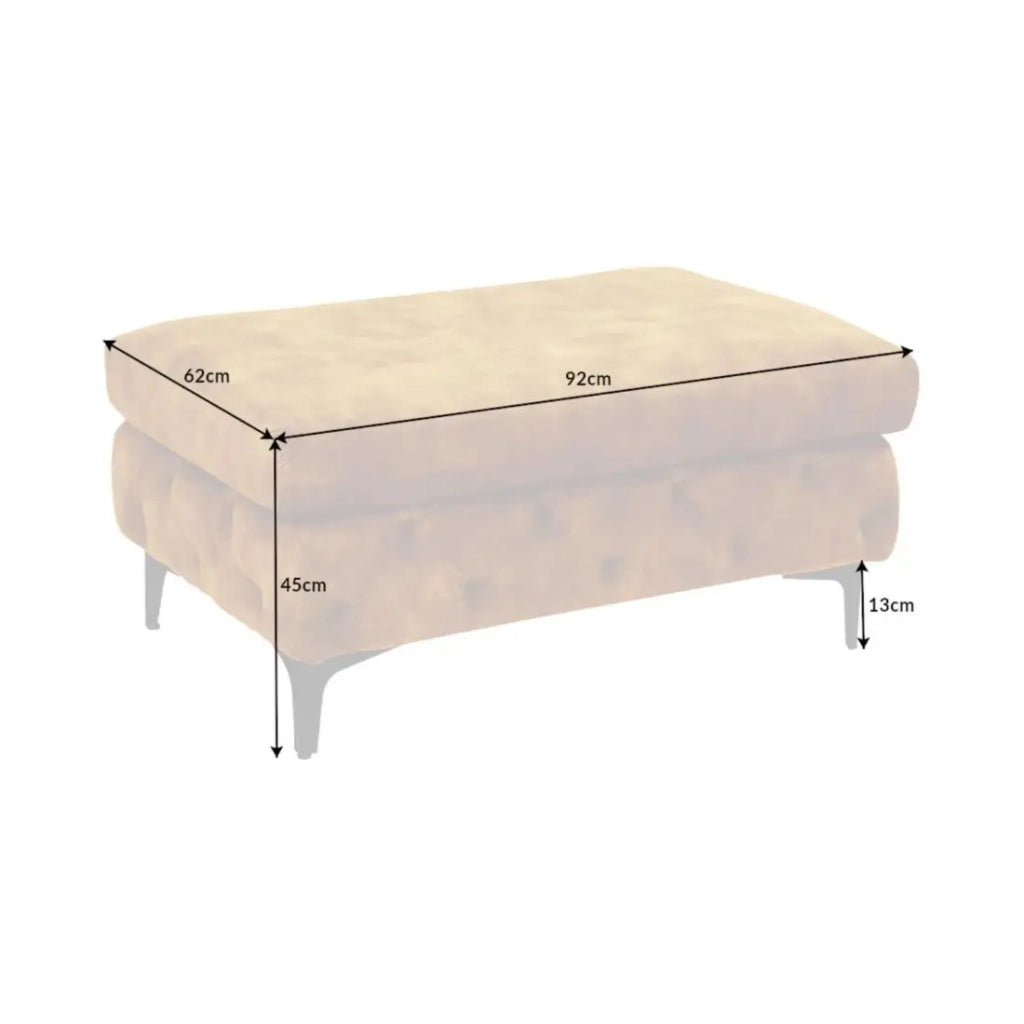 Divano + poggiapiedi VELENA giallo senape – Set barocco in velluto con gambe in metallo nero