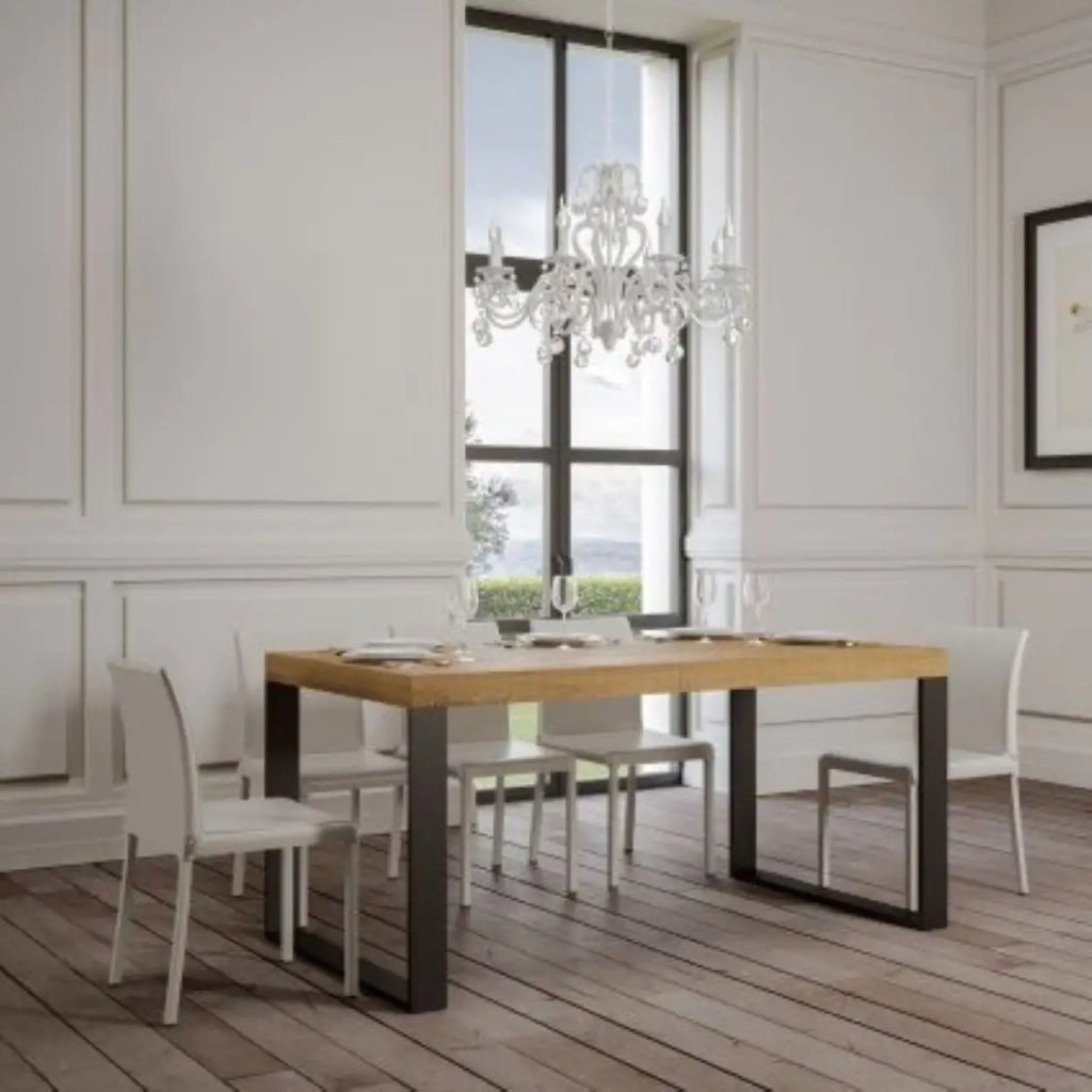 Tavolo allungabile 200/304x90 cm Tecno colore quercia natura gambe antracite