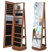Mobiletto portagioie 3 in 1 54,5 x 161 cm con specchio a figura intera e accogliente illuminazione a LED in MDF marrone scuro 20_0019246