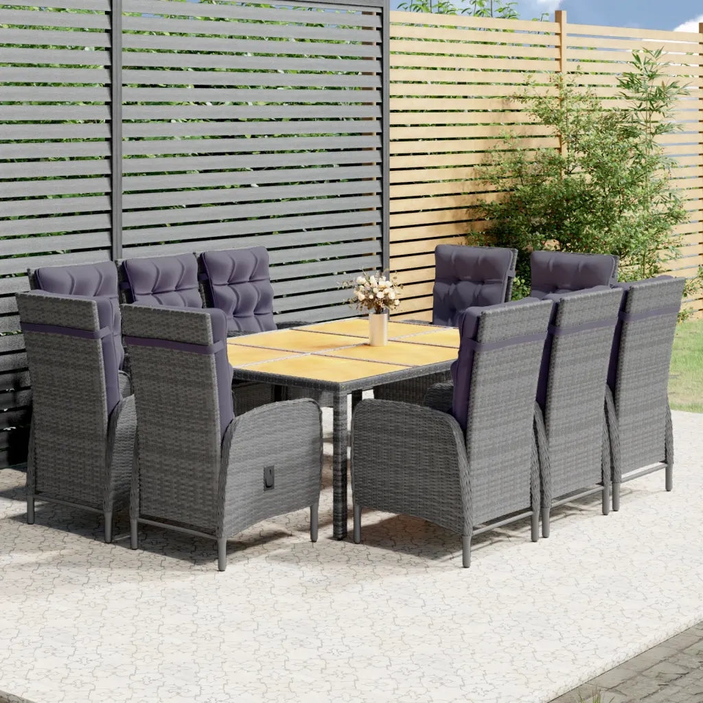Set Pranzo da Giardino 11pz in Polyrattan Grigio 3058555