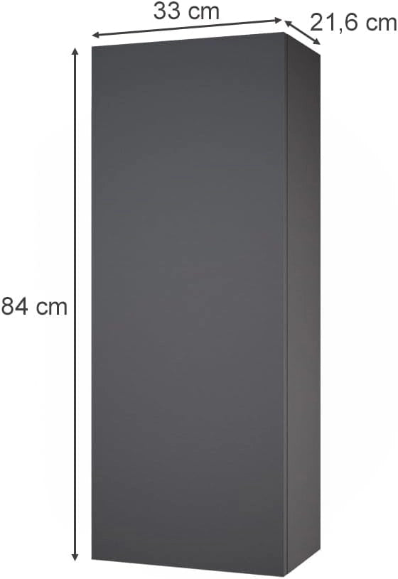 Mobile bagno Gloria, Antracite, 33 x 84 cm con 2 ripiani, con apertura per sifone e compatibile con la serie Gloria