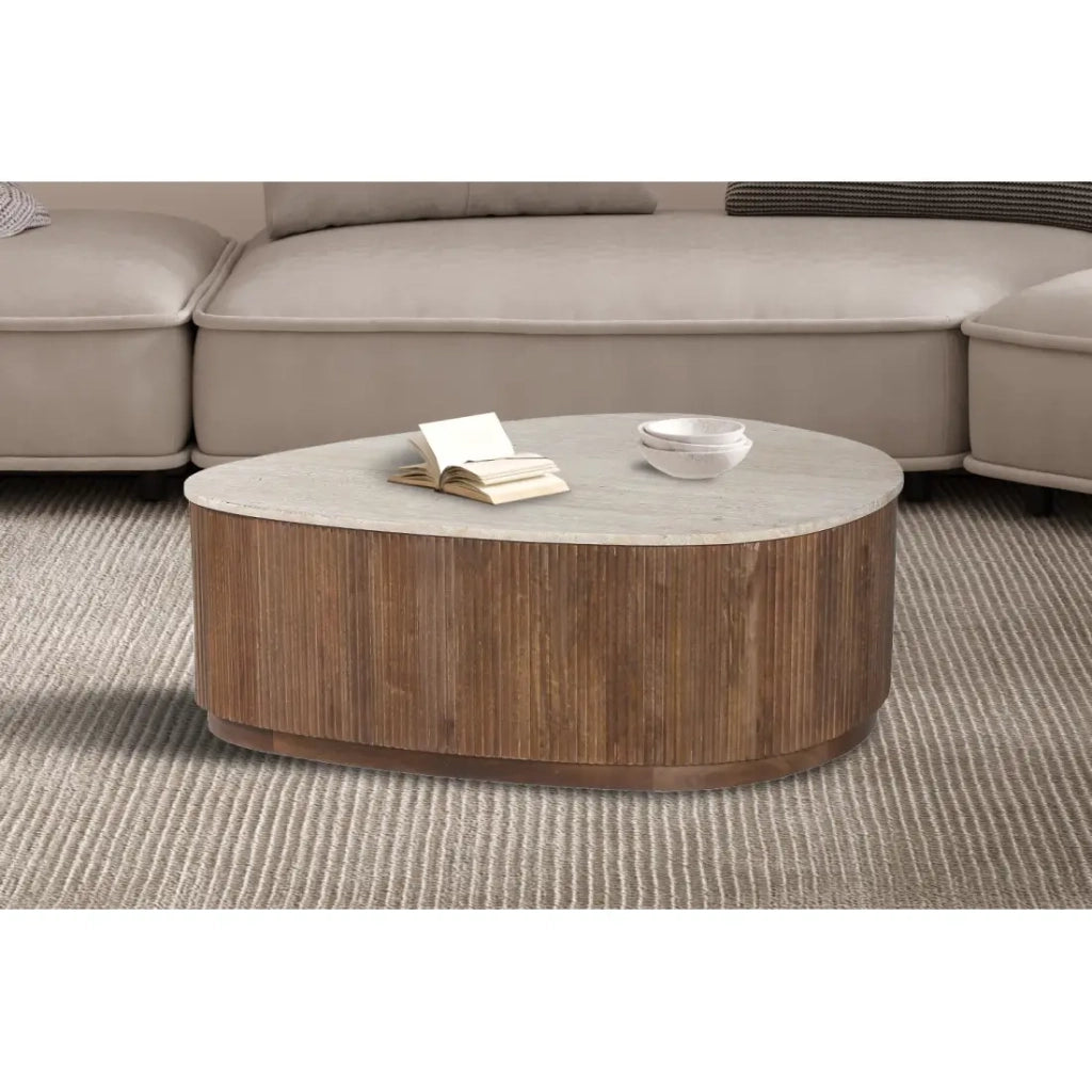 Tavolino basso in legno massiccio collezione DELHI 100cm - Stile etnico e design