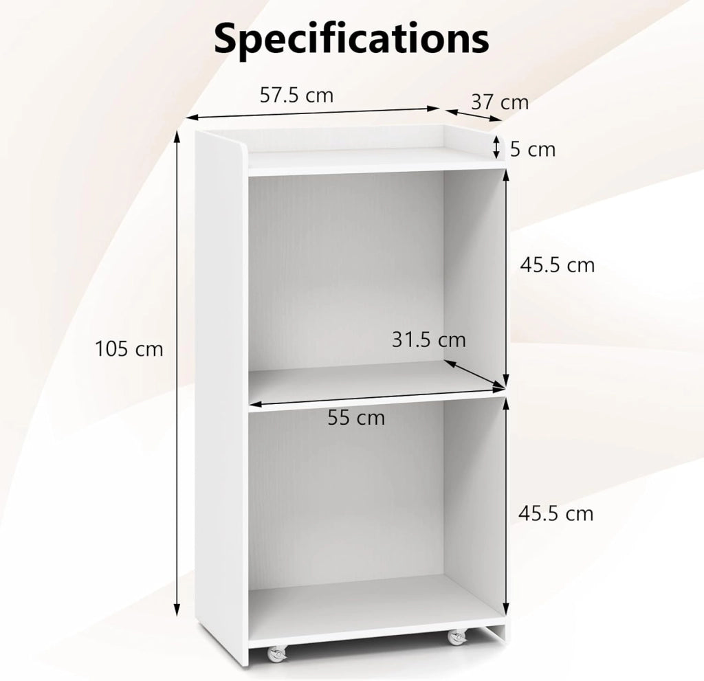 GIANTEX Podio - Leggio mobile con ruote bloccabili, supporto per podio in legno, per sala riunioni, scuola e chiese, 57,5 x 37 x 105 cm (bianco)