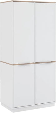 Scaffale per file Betti, Bianco/Sonoma, 82 x 179 cm con 6 ripiani, per la conservazione di abiti e combinabile con mobili della stessa serie