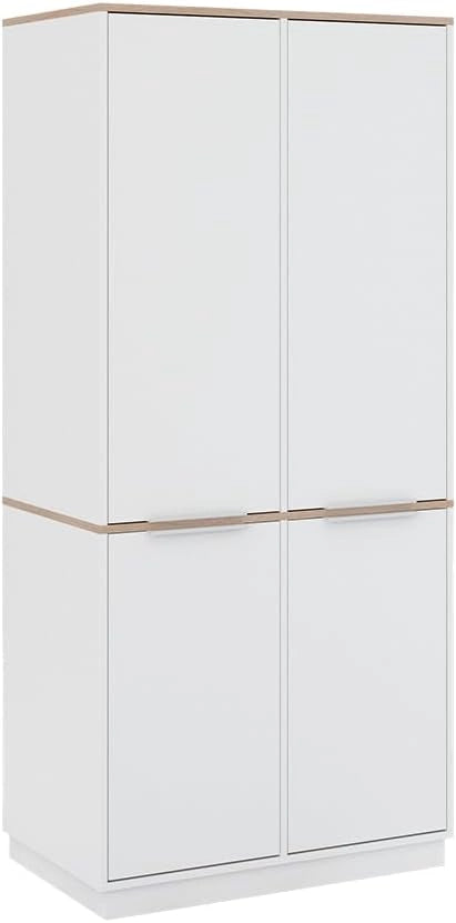 Scaffale per file Betti, Bianco/Sonoma, 82 x 179 cm con 6 ripiani, per la conservazione di abiti e combinabile con mobili della stessa serie