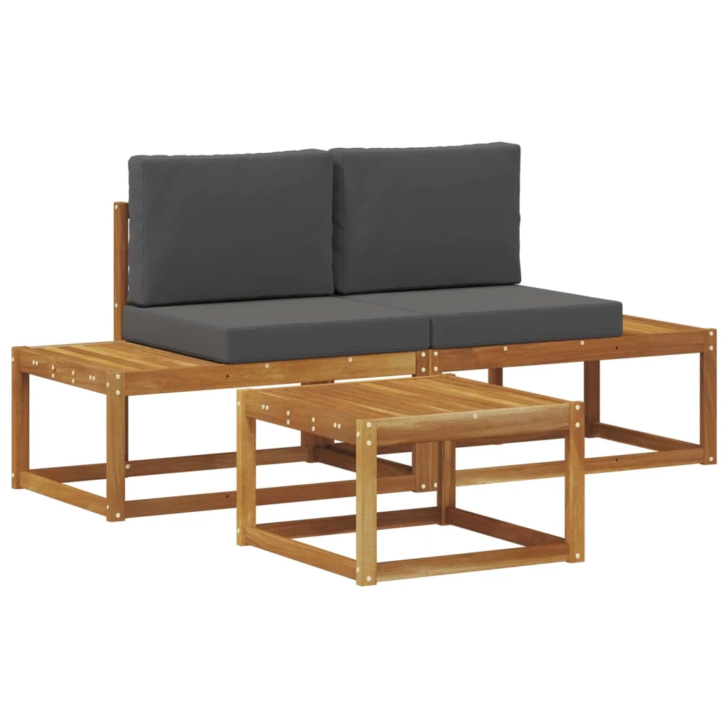Set di divani da esterno con cuscino 3 pcs Naturale