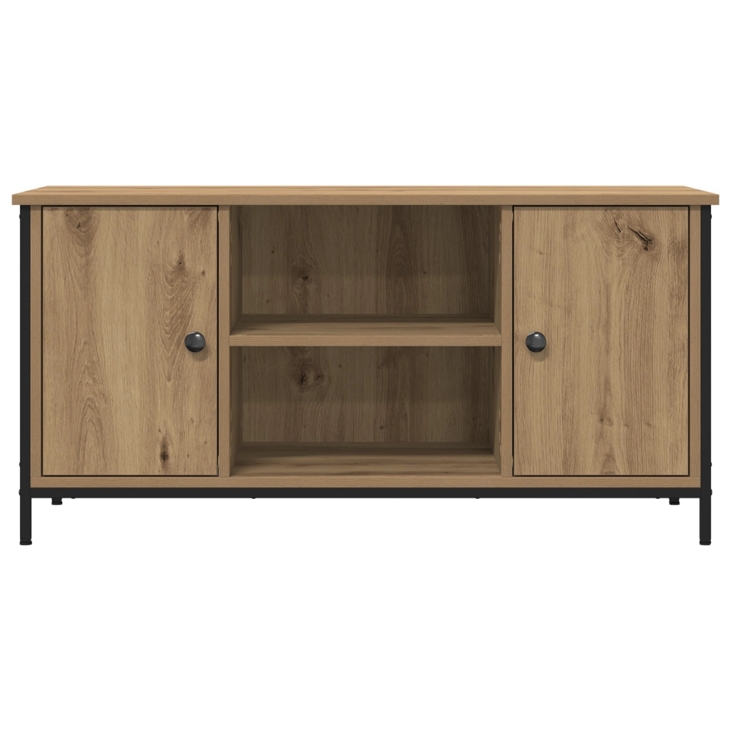 Mobile TV  in Rovere Artigianale 100x40x50 cm in Legno ingegnerizzato e Acciaio