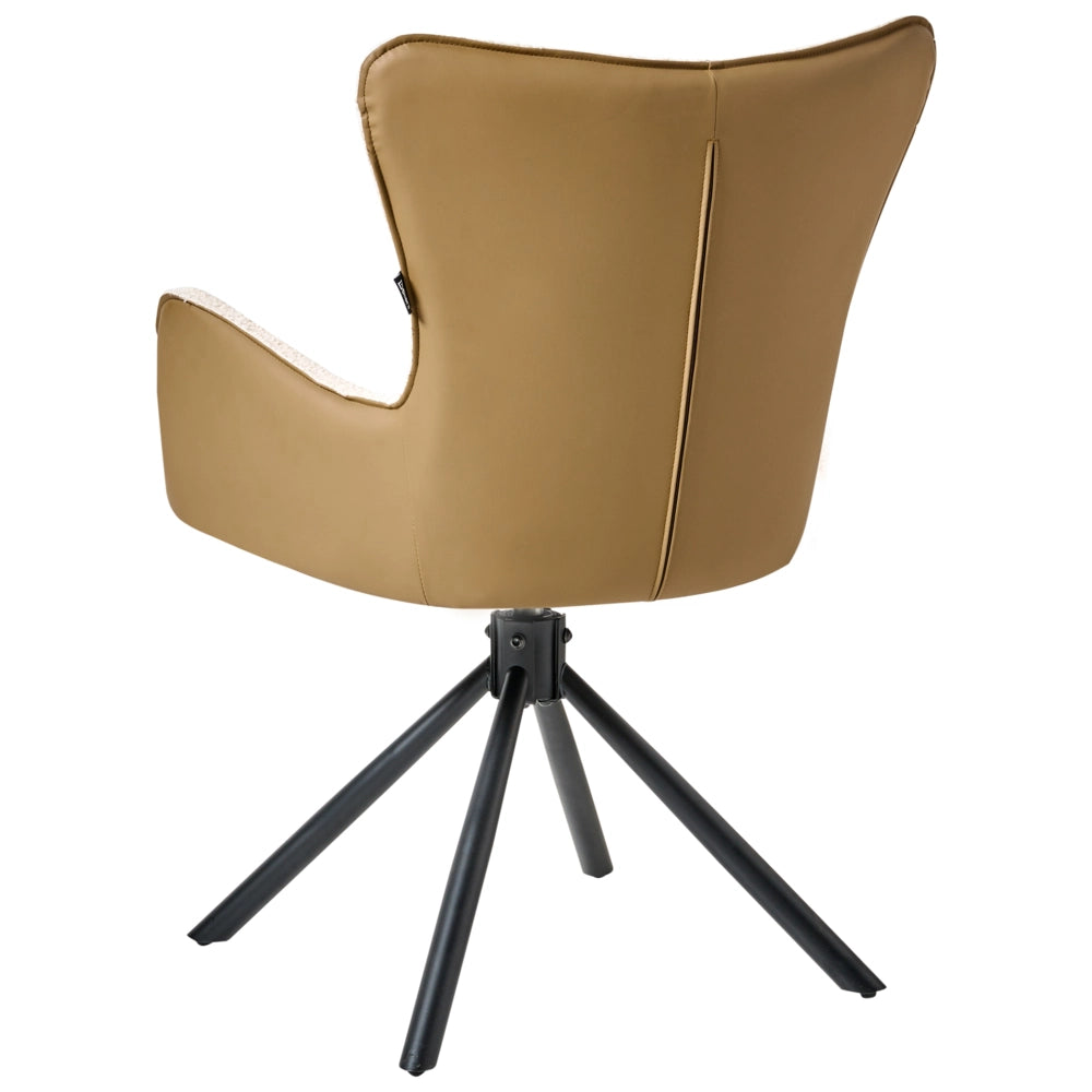 Set di 2 sedie da pranzo girevoli Tappezzeria boucle beige chiaro Base girevole in metallo