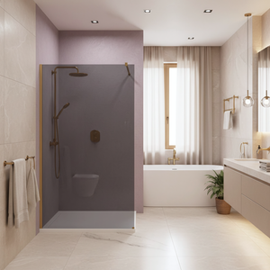 Parete Doccia Rea Flexi Grey / Brush Gold 90