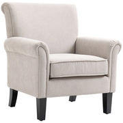 Poltrona d'Arredo in Stile Nordico con Braccioli 79x78x87 cm in Legno e Poliestere Grigio e Marrone