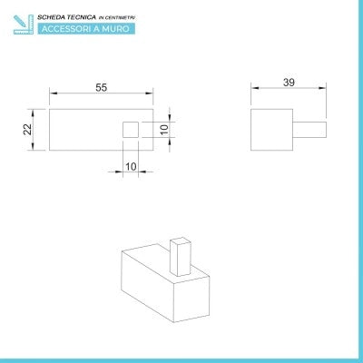 Set accessori a muro 6 pezzi in acciaio cromato e viti incluse  Unica