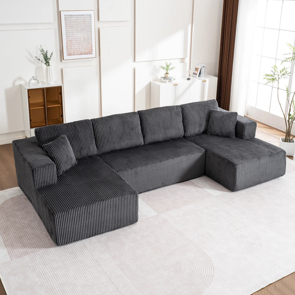 Divano modulare a U - Zephmum - Tessuto lampo, senza ossatura, con chaise longue