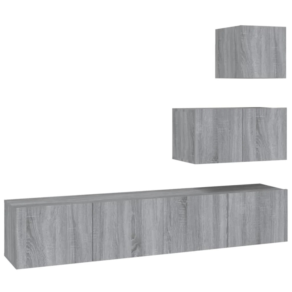 Set di mobili in legno ingegnerizzato Sonoma da 4 pezzi (mobile credenza mobile TV soggiorno camera da letto salotto) - 02_0024838