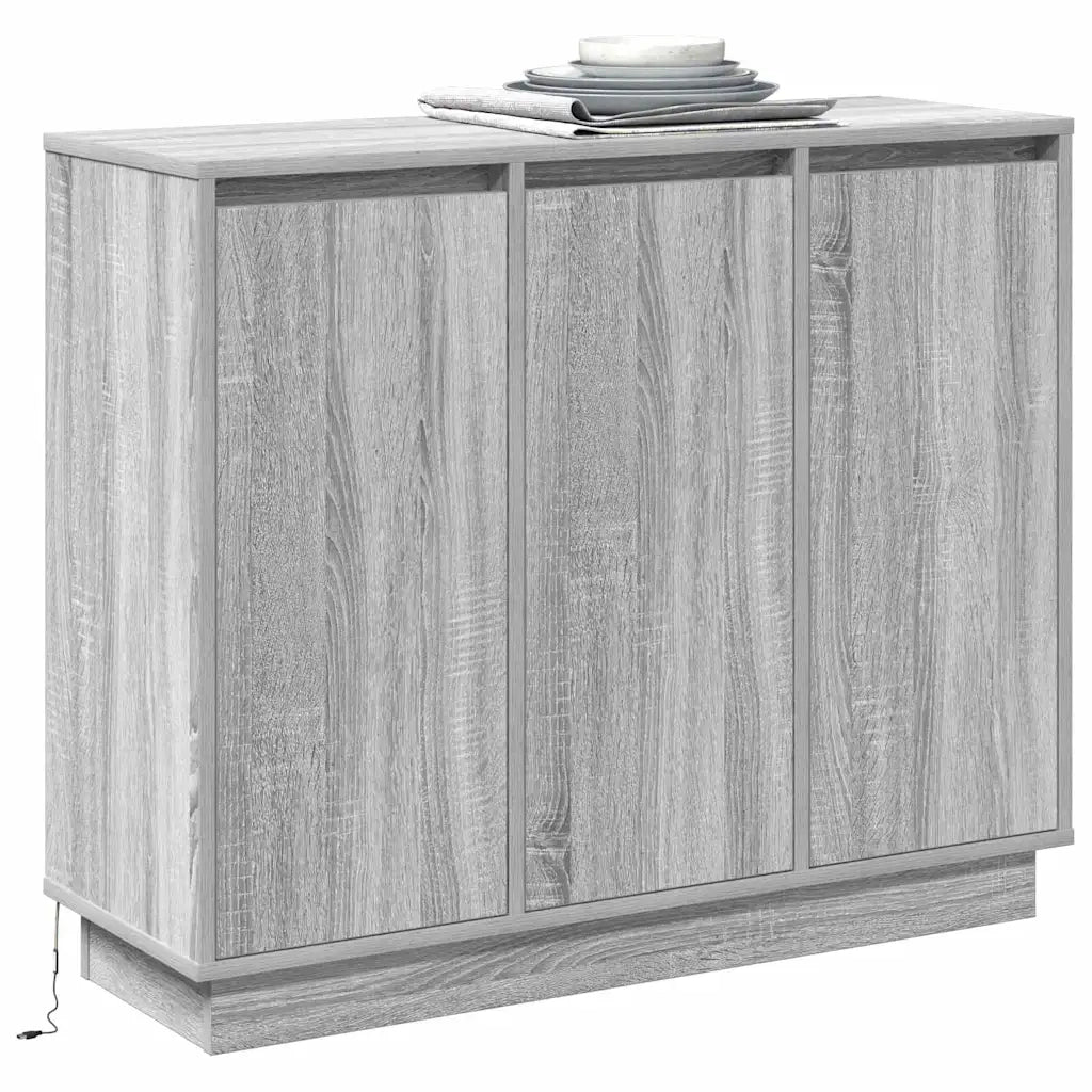 Madia LED Grigio Sonoma 90 x 32 x 75 cm Legno ingegnerizzato 869679