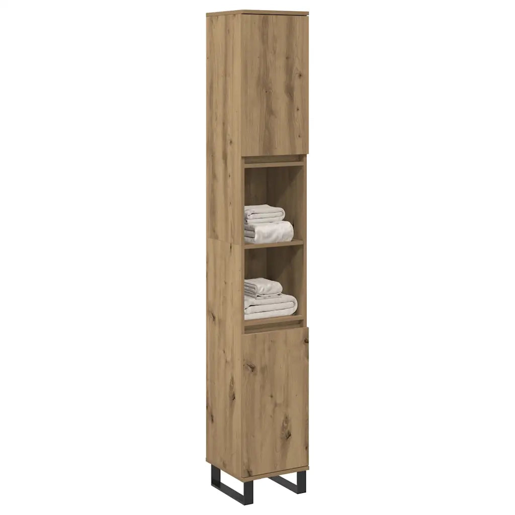 Armadietto da Bagno Rovere Artigianale 30x30x100 cm Truciolato 857206
