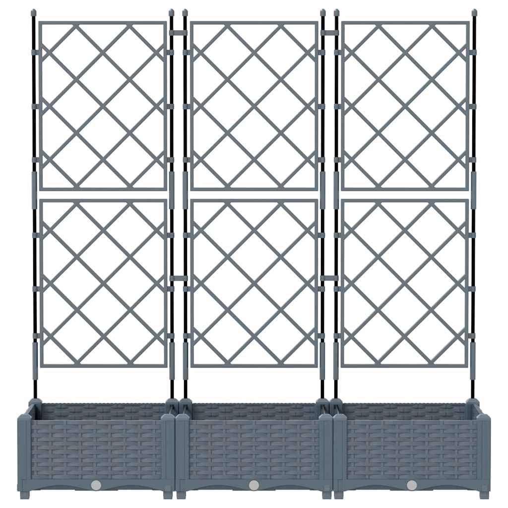 Set di 3 fioriere da giardino moderne 120 x 40 x 125,5 cm design elegante per esterni acciaio grigio chiaro 02_0058583