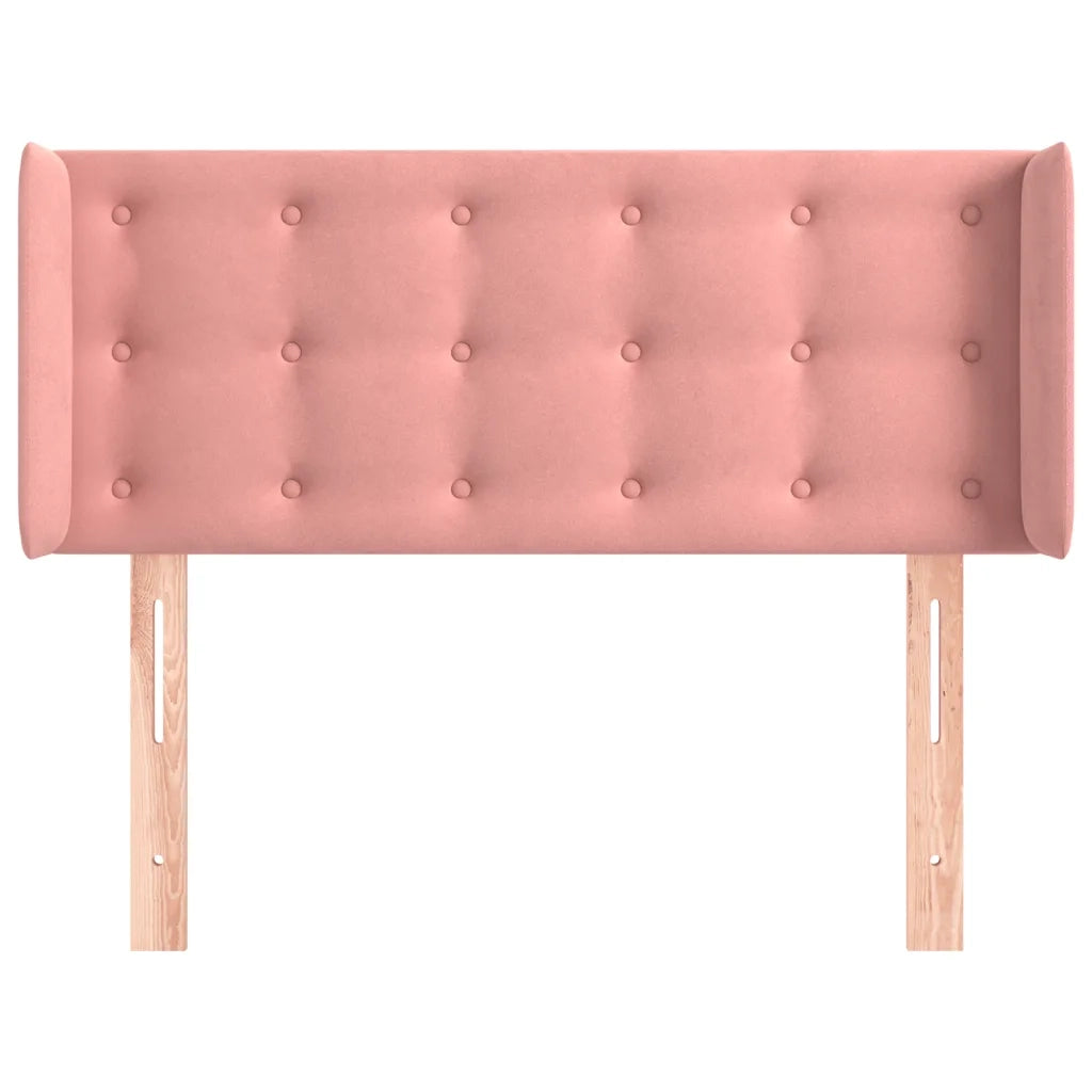 Testiera ad Orecchio-Testata con Orecchie Rosa 103x16x78/88 cm in Velluto 227622