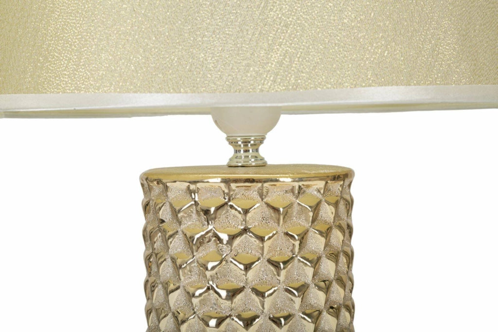Lampada da tavolo Supreme, Luce da scrivania, Luminaria da ufficio, Lampada da lavoro, Bianco e Oro, 30x30 h48 cm
