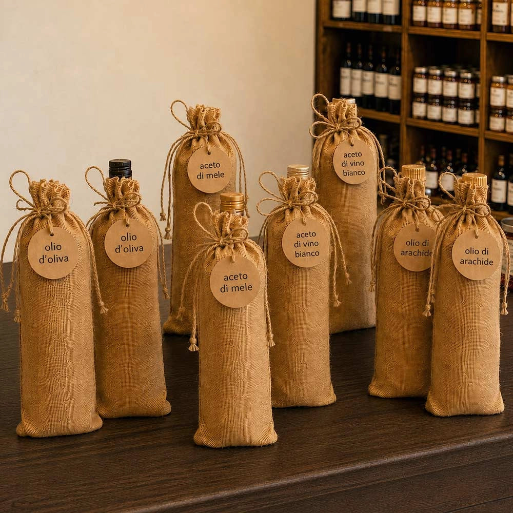 Set da 10 Sacchi in Juta naturale resistenti e riutilizzabili cm 12,5 x h 36